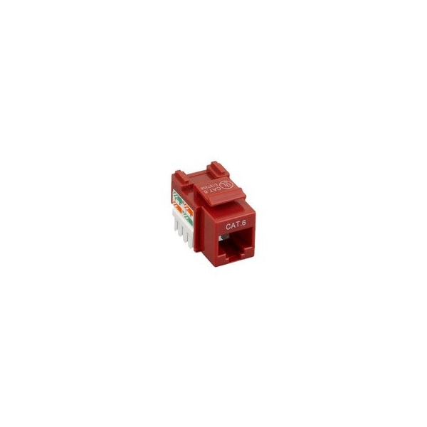 Cable Wholesale Cat6 Keystone Jack, Red, RJ45 Female to 110 Punch Down, PoE++ Type 4 100W 326-121RD - main